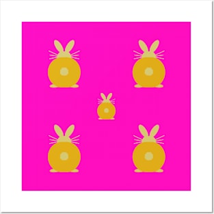 Neon Bunny pattern Posters and Art